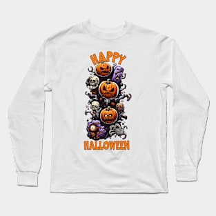 Scary Pumpkins And Skulls, Spooky, Horror, Halloween Long Sleeve T-Shirt